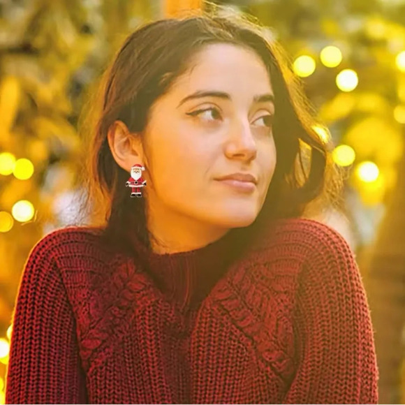 Christmas Red Santa Claus Earrings - Picture 4 of 9